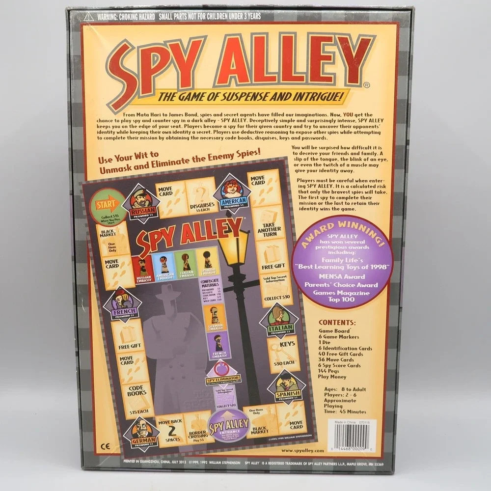 Spy Alley Mensa Award Winning Family Strategy Game Complete in Great Condition